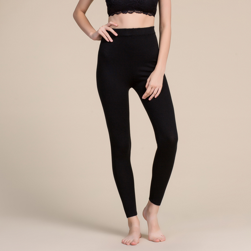 Leggings pour femmes 80% soie 15% cachemire 5% élasthanne Leggings slim unis Pantalons de base longueur entière Automne Hiver 2025 Nouveau Noir Gris