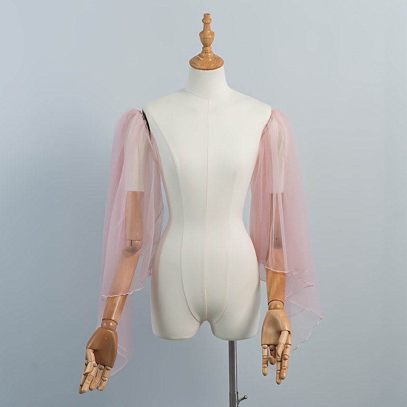 Élégantes manches de mariée amovibles en tulle transparent avec voile d'épaule décoratif pour accessoires de robe féminine