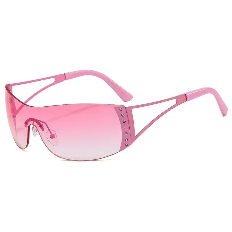 Lunettes de soleil carrées sans monture géométriques pour femmes et hommes, de marque de créateur, avec verres miroir en métal, style cool, Oculos De Sol