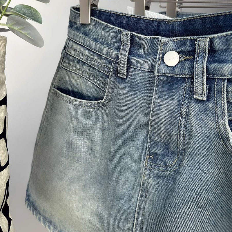 Jupes en Jean pour femmes, Vintage, taille haute, coupe cintrée, délavée, Mini jupes pour femmes, nouvelle mode Y2K, jupes courtes trapèze, 2025