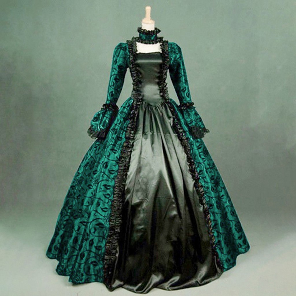 Robe gothique Vintage exquise pour femmes, rétro, imprimé Floral, robes de bal, robe de cour de la Renaissance médiévale, Costume d'halloween