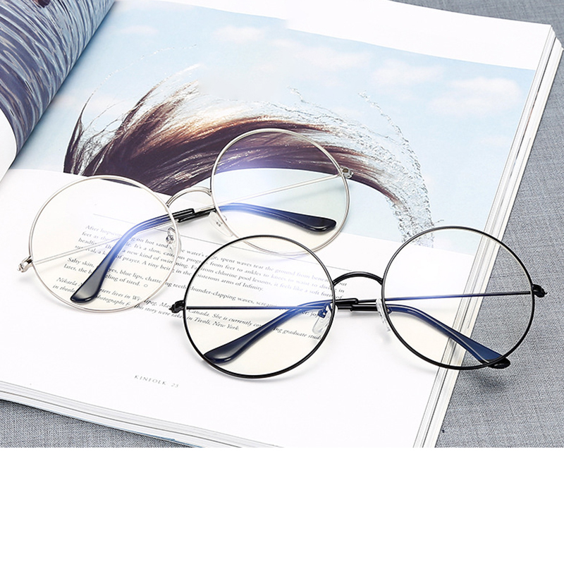 Grandes montures de lunettes rondes transparentes pour femmes, montures optiques en métal avec verres transparents, montures de lunettes de mode pour myopie.