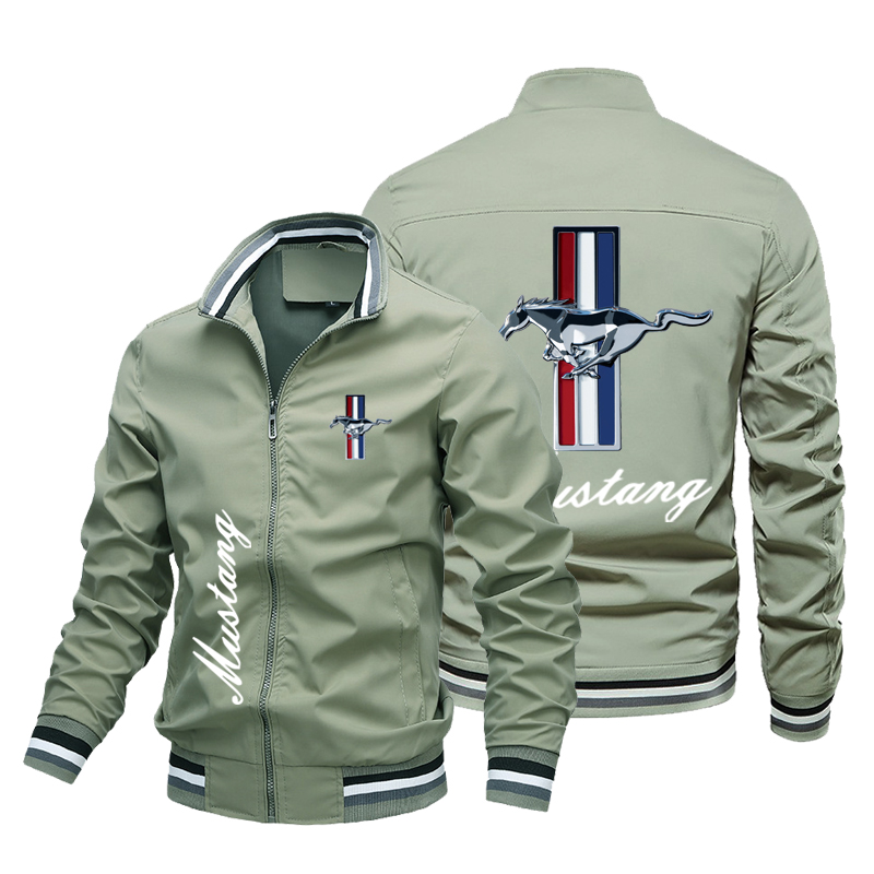 Veste pour homme printemps-automne, veste de moto Mustang, veste de moto imprimée, coupe-vent décontracté pour homme, vêtement de sport tendance