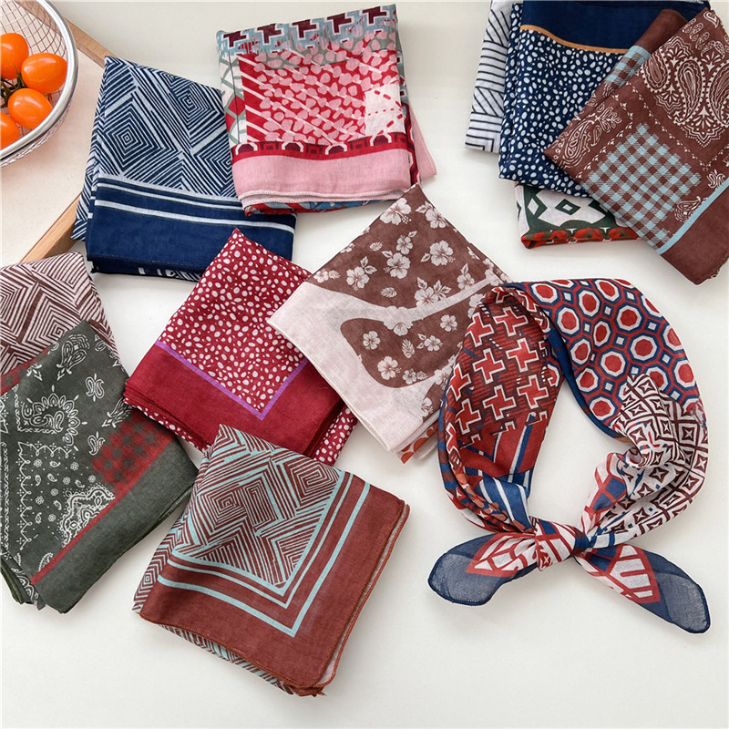 55cm écharpe géométrique foulard femmes foulard foulard cou enveloppement bandeau cheveux ruban Bandanas multi-usages foulards carrés