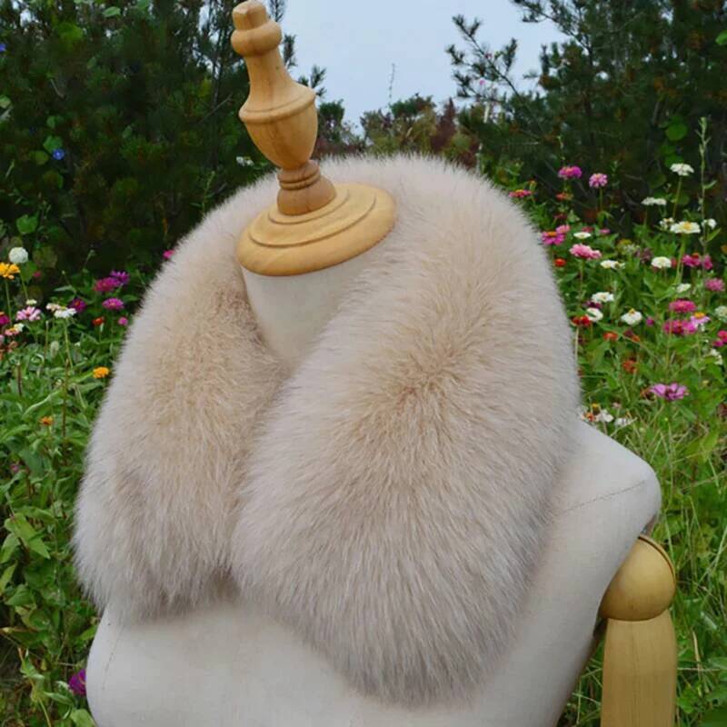 Écharpe en fourrure de renard 100% naturelle, col en fourrure véritable, châle d'hiver luxueux et moelleux, garde le cou au chaud, pour femmes et hommes, écharpes carrées en fourrure, accessoires de manteau