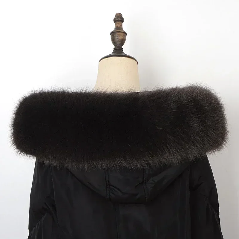Hiver femmes fausse fourrure de renard col châle fourrure col manteau capuche décor fausse écharpe Parkas manteau col foulards