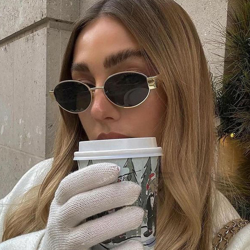 Lunettes de soleil ovales sexy pour femmes, design de luxe tendance, monture en métal, protection UV400, lunettes de soleil classiques vintage pour femmes