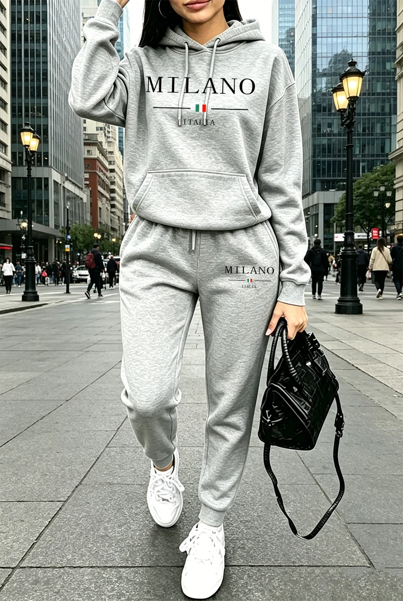 Tenues pour femmes automne-hiver, sweat-shirt à capuche décontracté, vêtements de sport pour femmes, jogging, mode urbaine, sweat-shirt et pantalon