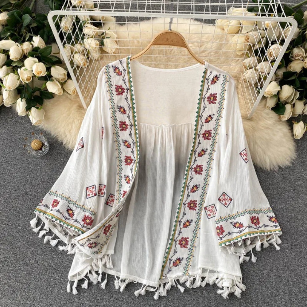 Robe de plage brodée à franges pour femmes, ample, Sexy, style Boho, décontracté, pour les vacances
