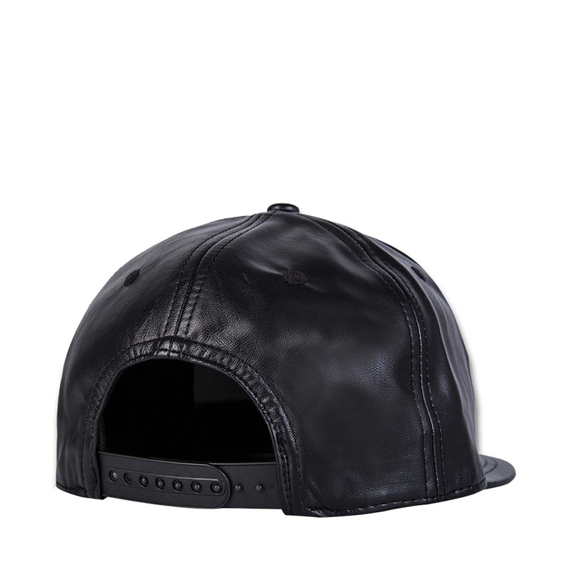 Chapeau à bords plats en cuir noir pour hommes, chapeau de rue polyvalent, hip hop