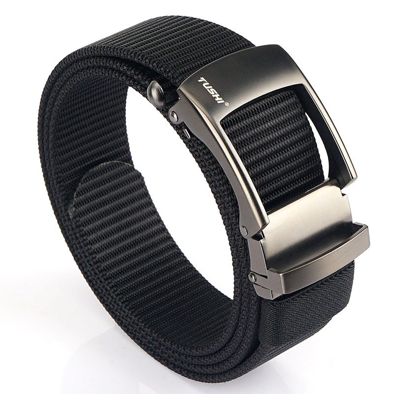 TUSHI – ceinture à boucle automatique en Nylon pour hommes, outillage d'extérieur, jean, couleur unie, toile, haute qualité, ceinture tactique décontractée