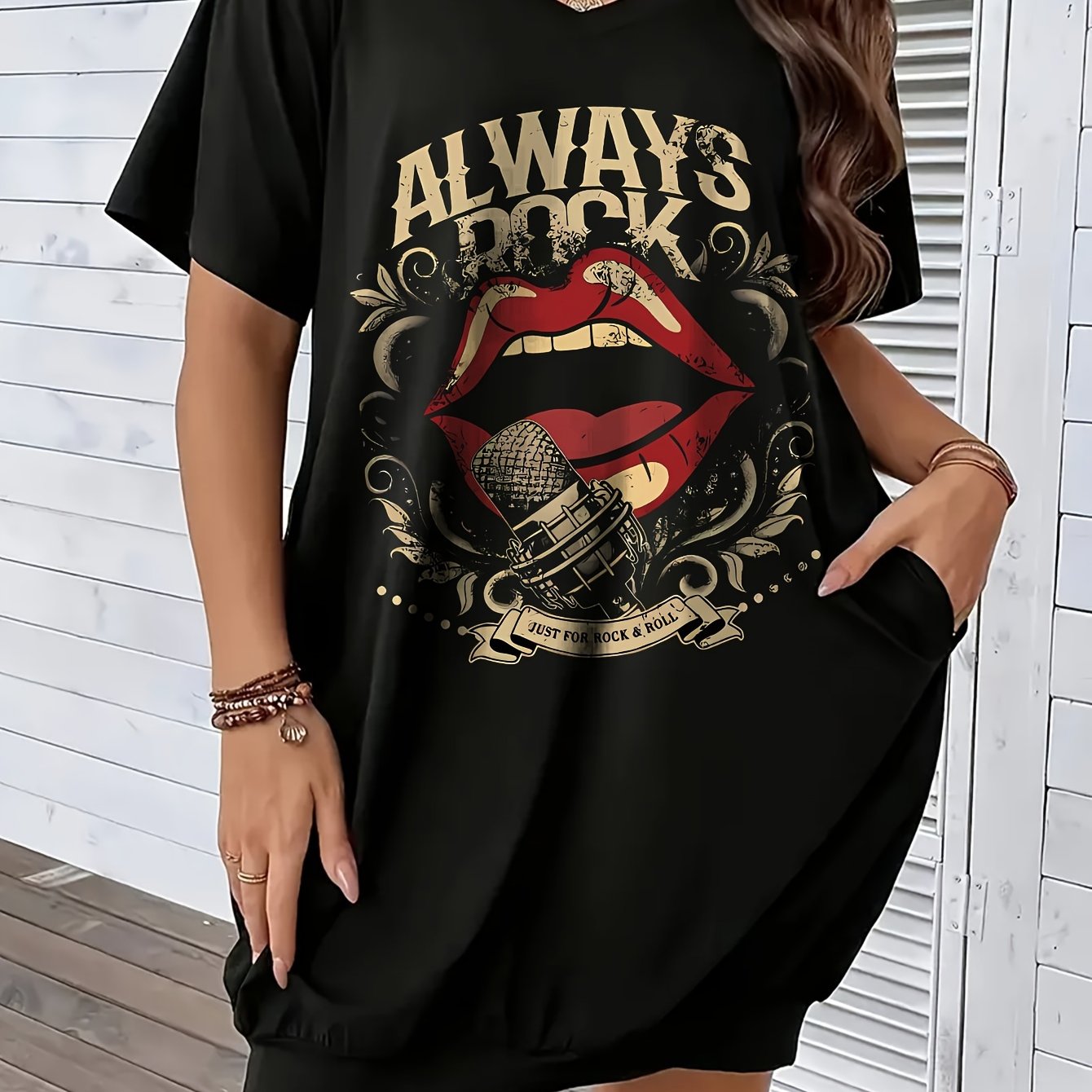 Robe d'été décontractée pour femme, col rond, manches courtes, poche, imprimé visage abstrait, confortable, grande taille