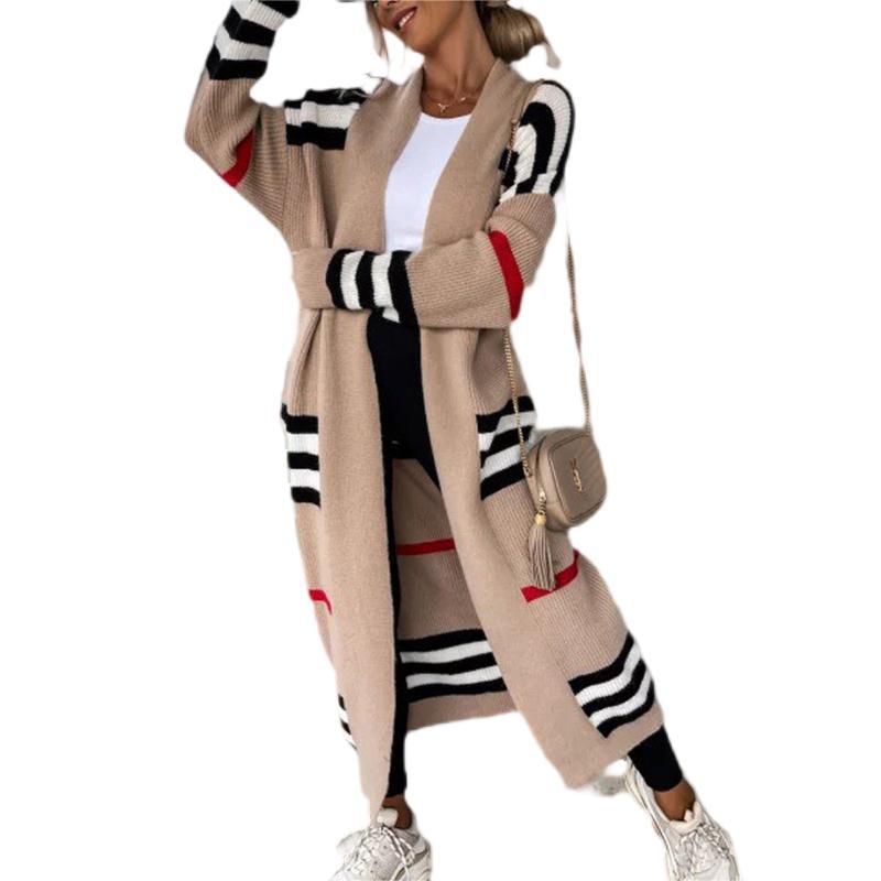 Cardigan Long imprimé pour femmes, vêtements d'automne et d'hiver, tricot, vêtements d'extérieur amples, pull doux, manteau, Streetwear, à la mode, nouvelle collection 2025