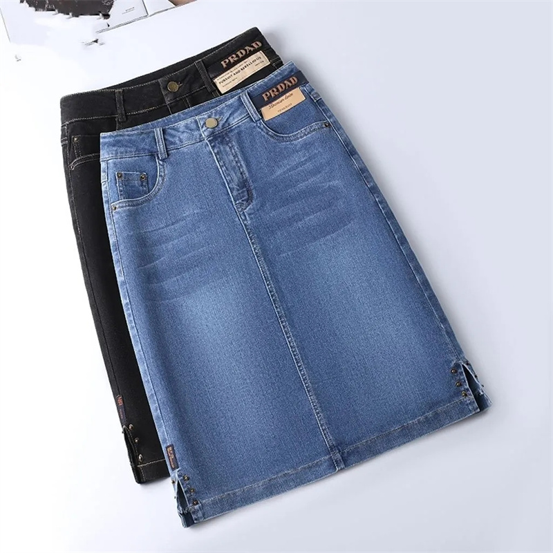 Jupe en jean taille haute pour femme, streetwear, fourreau sexy, mode fendue, rétro, printemps, été