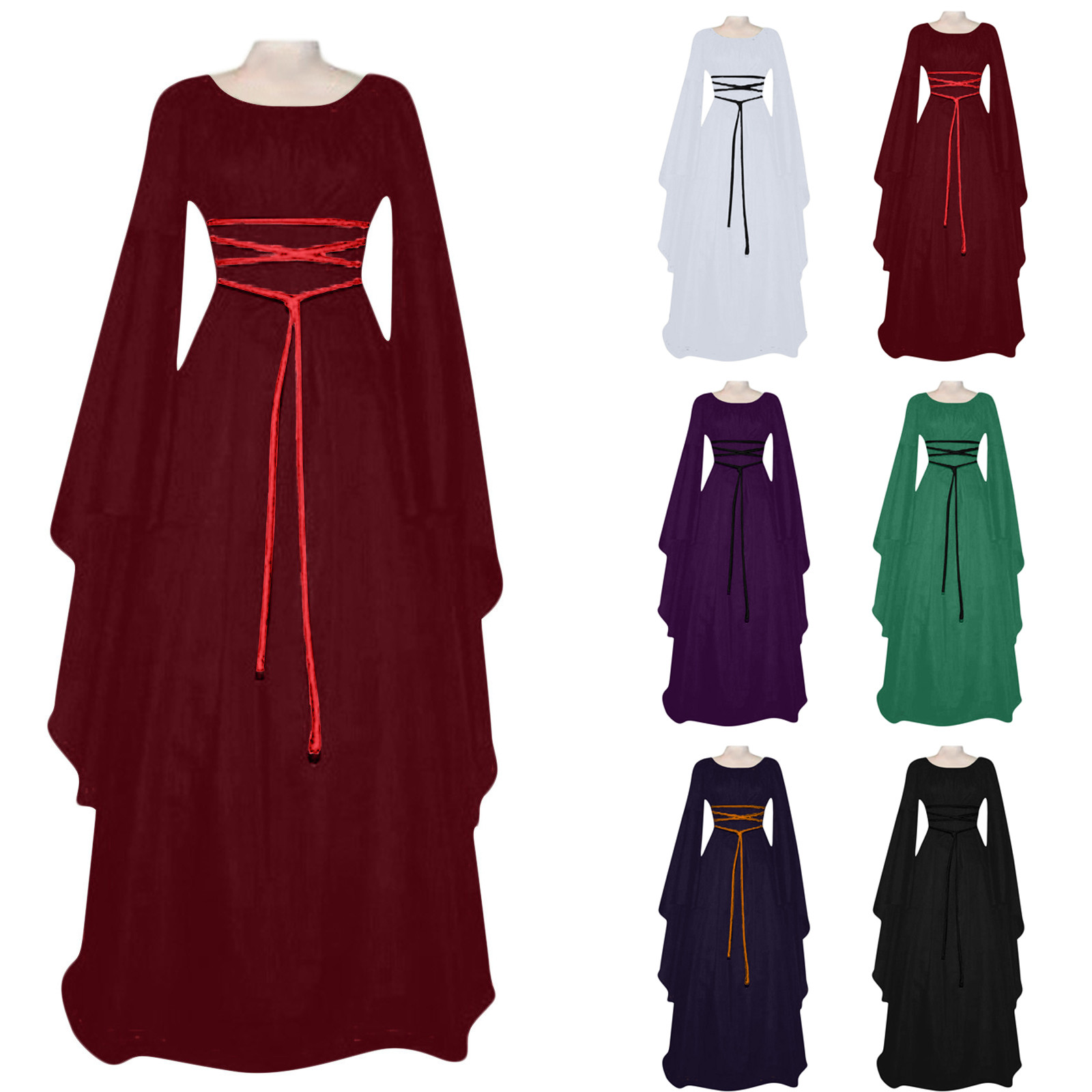 Costume de cosplay médiéval vintage pour femmes, fantôme, sorcière, vampire, robe gothique, Halloween, Noël, mascarade, robe de soirée Tim