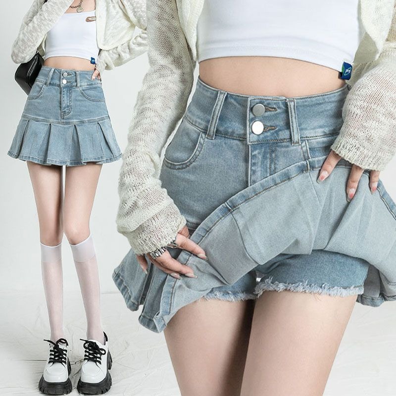 Jupes en jean à volants Gyaru pour femmes, jupe évasée en jean, nouvelle tendance des vêtements, offre esthétique chaude, Vintage, décontractée, 2025 V, Y2k