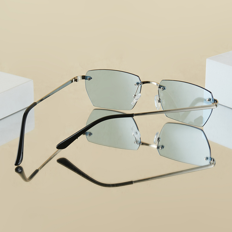 Lunettes carrées en métal pour hommes, 1 pièce, sans cadre, élégantes, rétro, décontractées, polyvalentes, décoratives, adaptées au quotidien et à l'extérieur