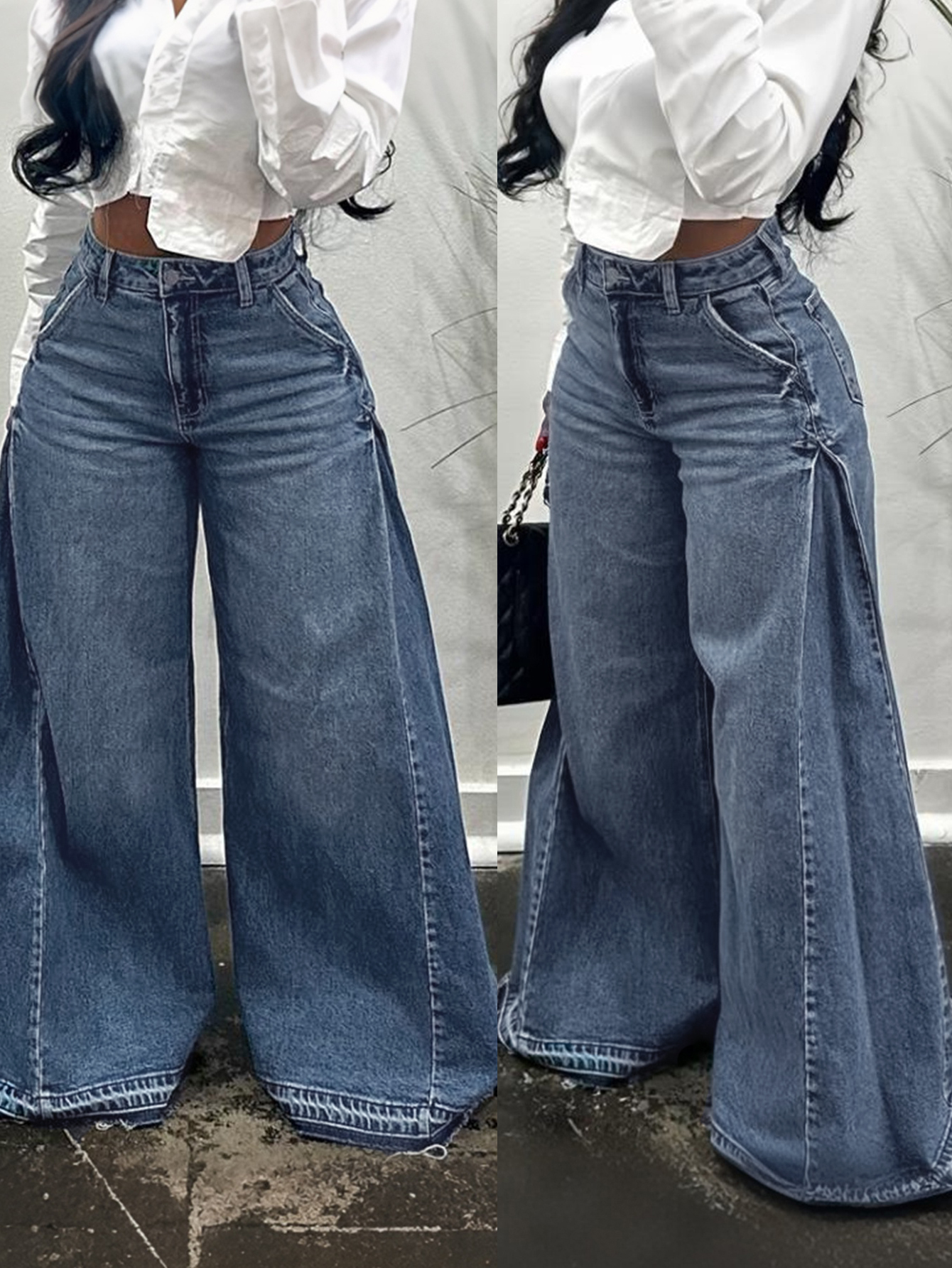 Jeans vintage à jambes larges pour femmes, design Y2K, pantalon évasé, ample, polyvalent, longueur au sol