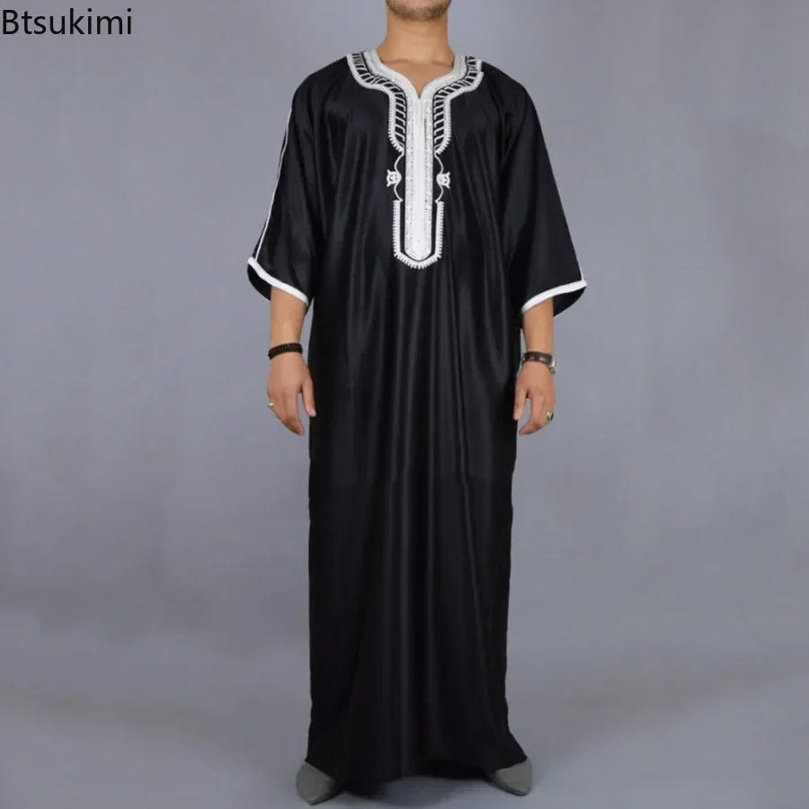 Robe longue décontractée pour hommes musulmans, vêtements islamiques, caftan, marocain, arabe, rayé, Costume National du moyen-orient, nouvelle collection 2026