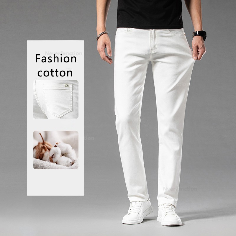 Jean Slim Blanc de Luxe pour Homme, 98% Coton, Vêtements Masculins Décontractés, Denim Droit, Nouvelle Collection Printemps Été