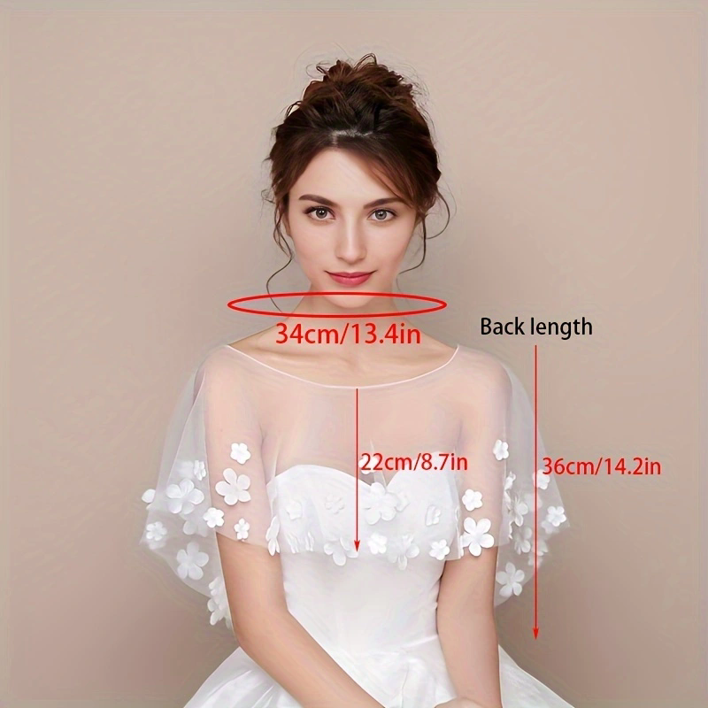 Robe de mariée tête et épaules châle mariée maille fleur cape petit manteau fleurs fines bras recouverts de diamants châle polyvalent