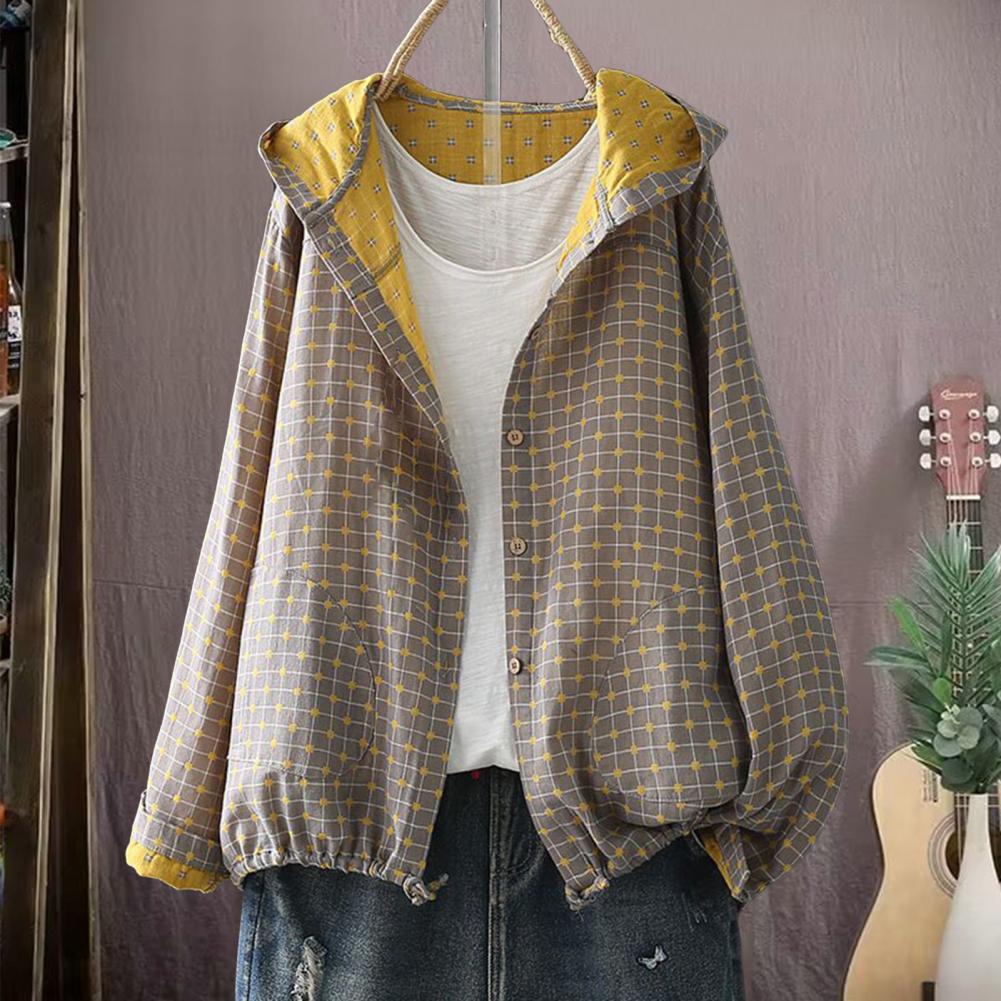 Veste en coton pour femmes, veste de printemps élégante à capuche avec ourlet à cordon de serrage, fermeture à glissière pour vêtements d'extérieur pour femmes
