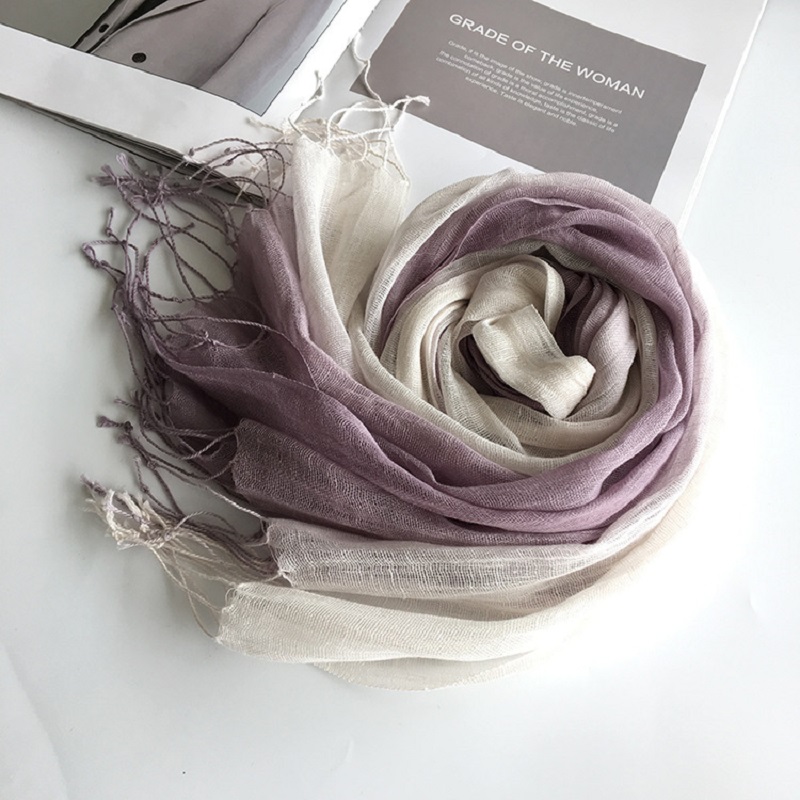 Écharpe pour femme en lin 100% à dégradé de couleurs printemps/été
