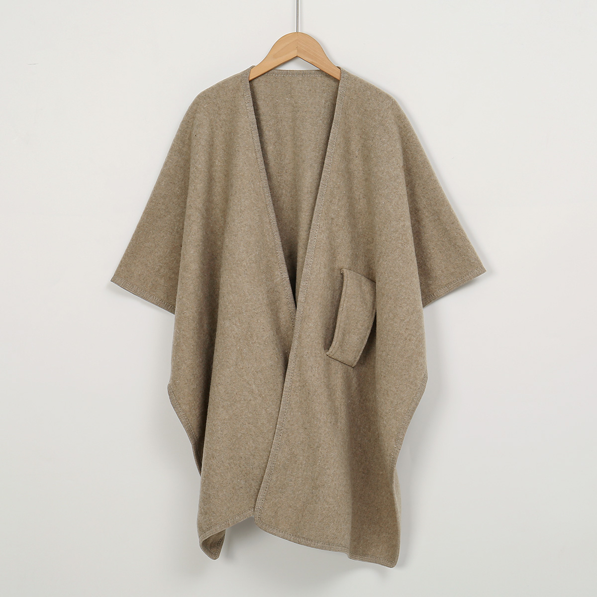 Châle chaud pour femmes, couleur unie, Poncho à manches mi-longues, manteau Cardigan en fausse laine tricoté pour dames, Cape ample élégante