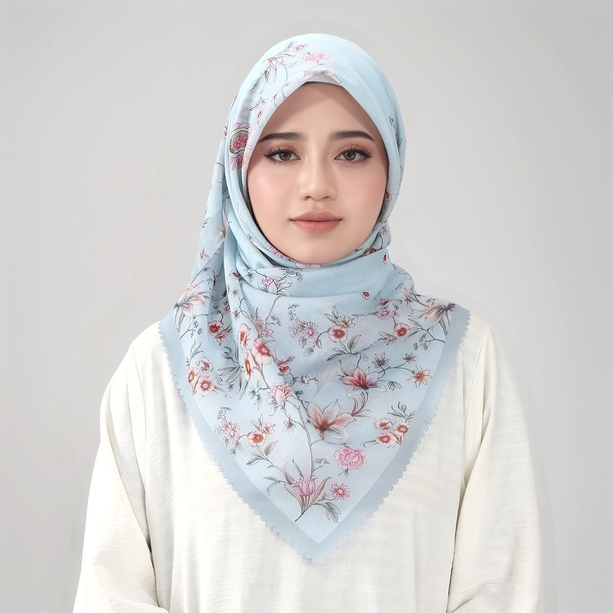 Foulard carré en Viscose ondulé imprimé Floral, Hijabs musulmans, Foulard en coton pour femmes, mode malaisie, mouchoir, 110x110cm