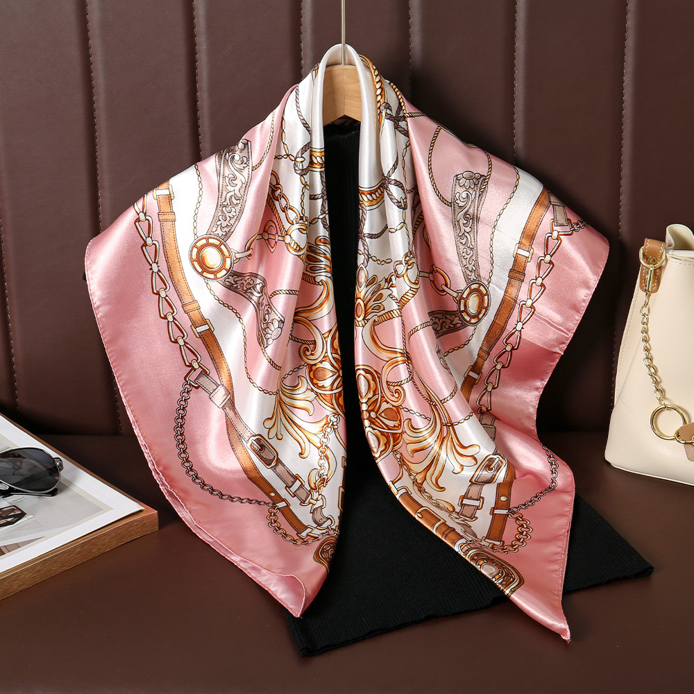 1/4 pièces Foulards carrés en soie 90*90cm pour femmes, Hijabs, Châles, Foulards de tête, Bandanas, Foulards de plage, à imprimé mode
