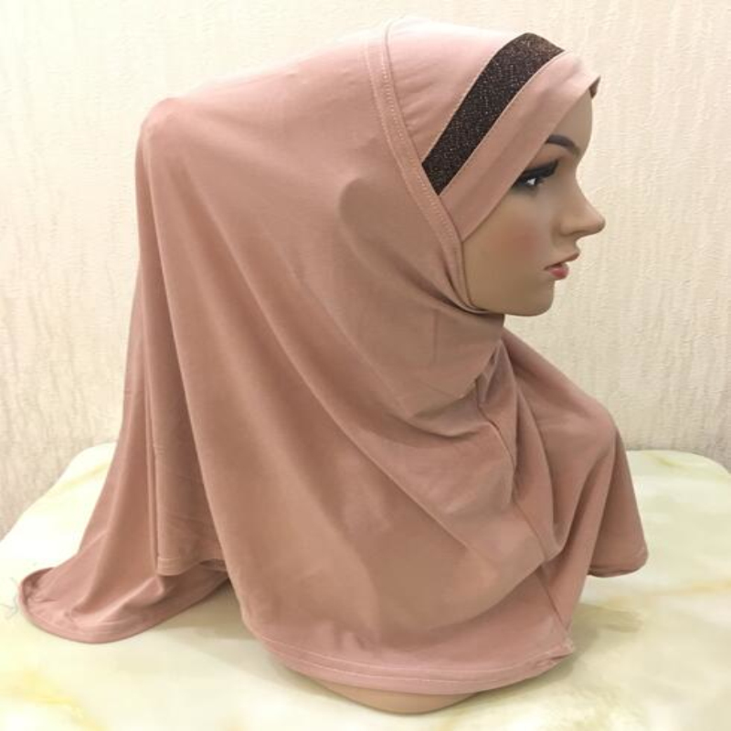 Foulard hijab à paillettes pour grandes filles musulmanes, H063, écharpe islamique à enfiler, foulard amira, haute qualité