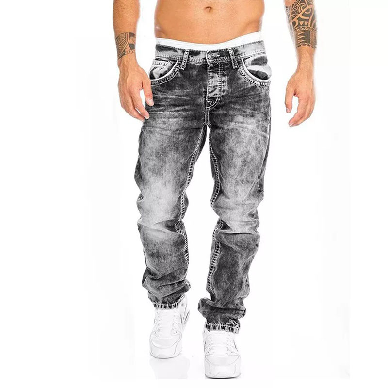 Hommes Jeans marques droite Stretch mince Jean Homme pantalons Hombre pantalons décontractés Denim pantalon Baggy Jean noir bleu
