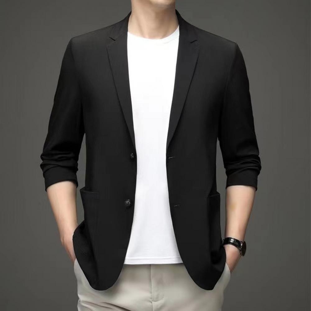 Manteau de costume d'été formel pour hommes, manteau d'affaires à revers, poches à Double boutons, Cardigan solide, vestes de costume amples pour hommes, veste de travail