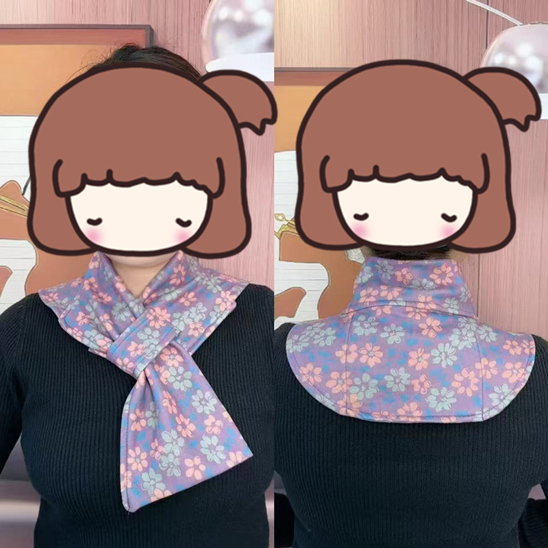 Nouvelle Écharpe Tendance Double Face avec Support Cervical et Poches, Design Polyvalent Homme/Femme, Motif Floral et Lettres Printemps