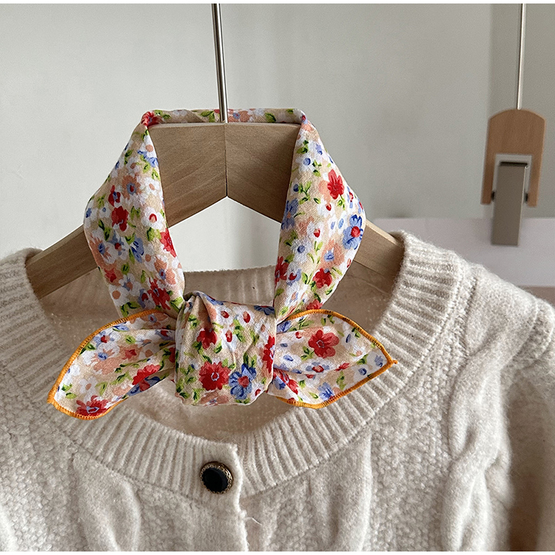 Nouveau foulard carré pour femme, imprimé floral vintage, en coton doux, décoratif, fin, printemps-été, style bohème, polyvalent