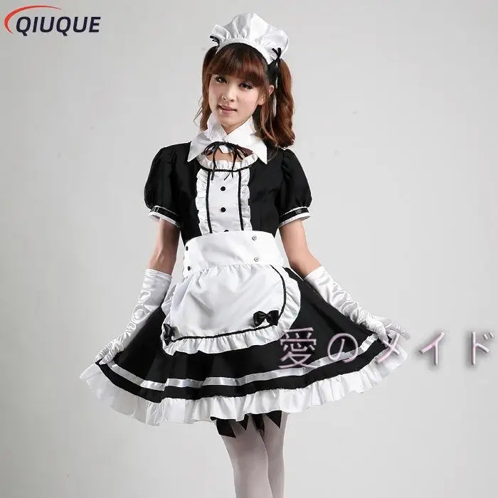 Tenue de femme de chambre noire pour filles, robe Lolita gothique douce, Anime K-ON! Costume de cosplay, robe tablier, uniformes de grande taille