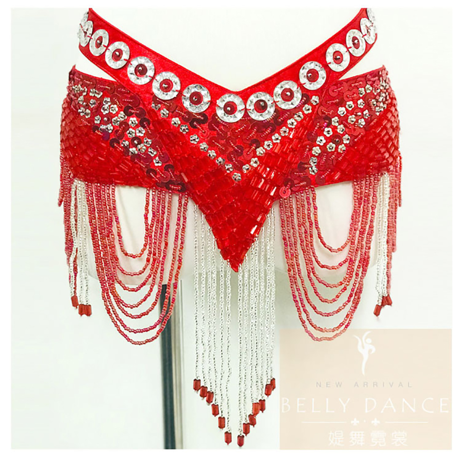 Ceinture de spectacle de danse du ventre, écharpe de hanche pour danse orientale, chaîne de taille de 85CM, chaînes de perles faites à la main, accessoires de tenue de danse