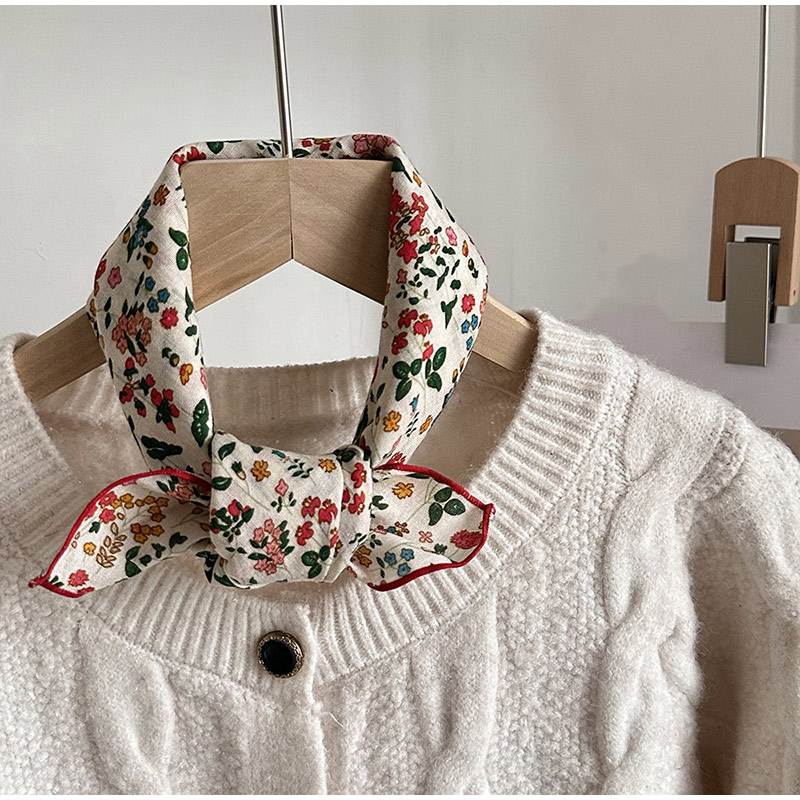 Nouveau foulard carré pour femme, imprimé floral vintage, en coton doux, décoratif, fin, printemps-été, style bohème, polyvalent