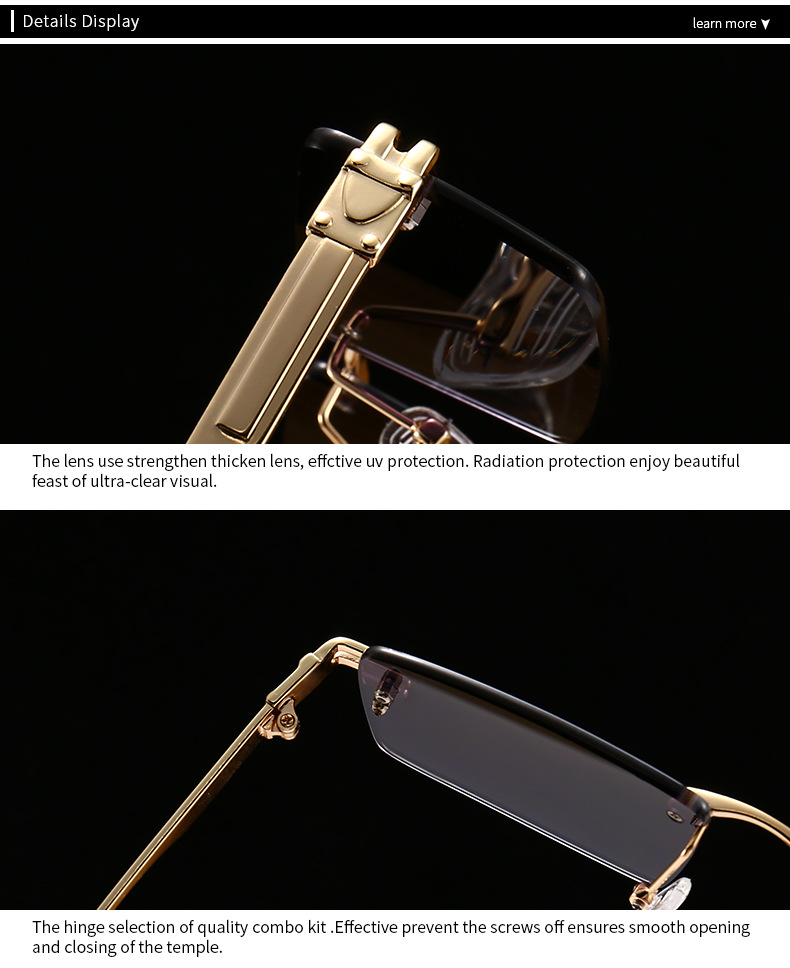 Lunettes de soleil de luxe sans bords, petites lunettes carrées pour femmes et hommes, marque de mode de styliste rétro dégradé, tendance, UV400