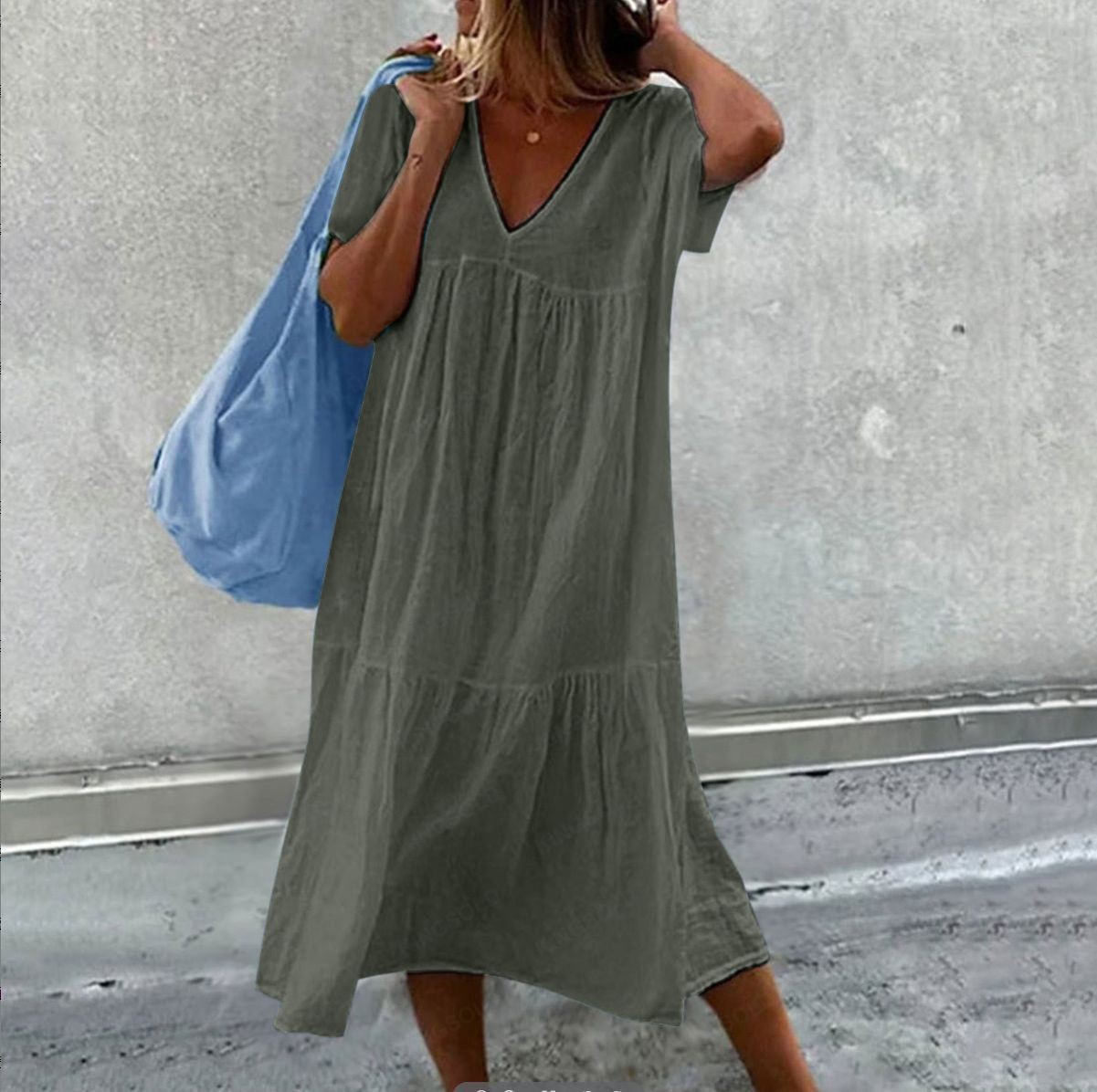 Jupe longue en coton et lin pour femmes, manches courtes, col rond, ample, couleur unie, mode Simple, robe rose de vacances, nouvelle collection 2025