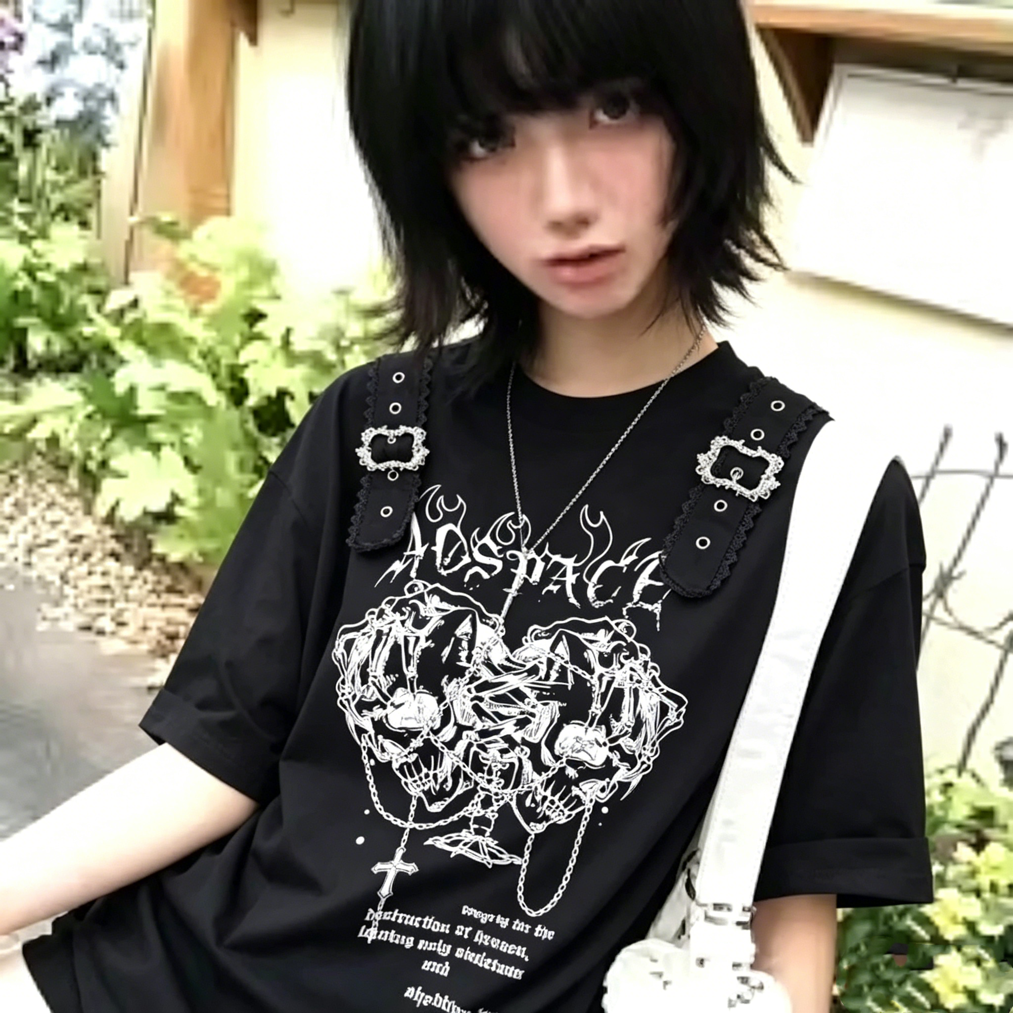 Nouveaux T-shirts Gothiques d'été pour Femme, Style Japonais, Décontractés à Manches Courtes, Motifs Cartoon, Hauts Tendance pour Femmes