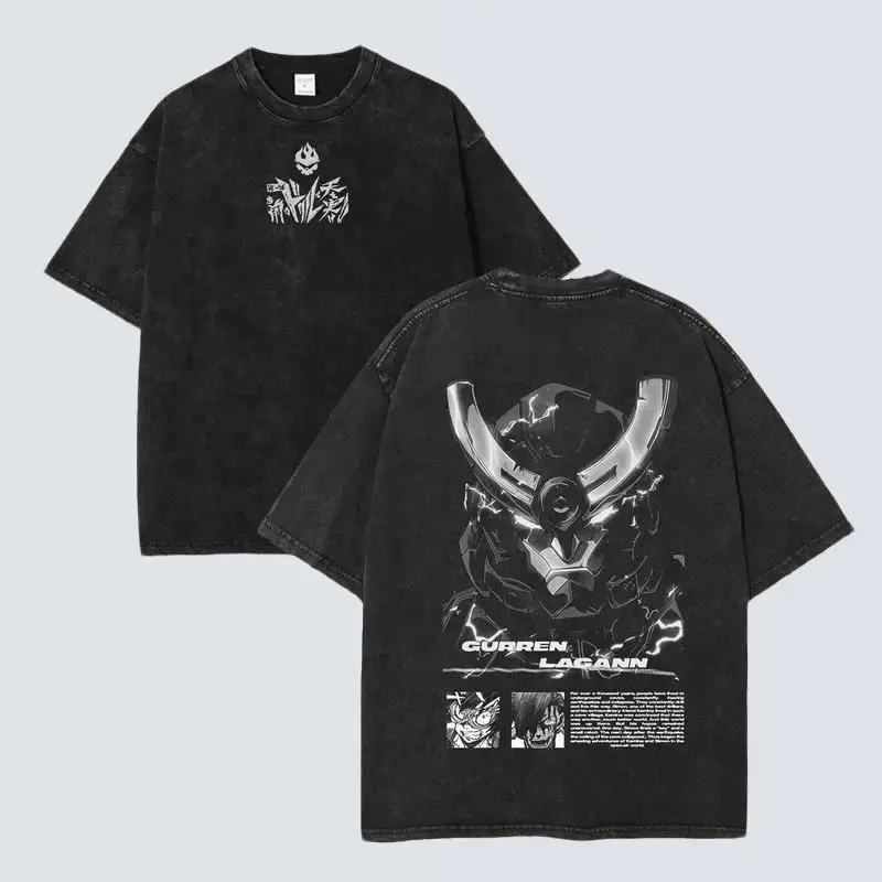 Kamina Tengen Toppa Gurren Lagann T-shirt graphique pour hommes vêtements Anime à manches courtes T-shirt hauts Harajuku lavé coton T-shirt