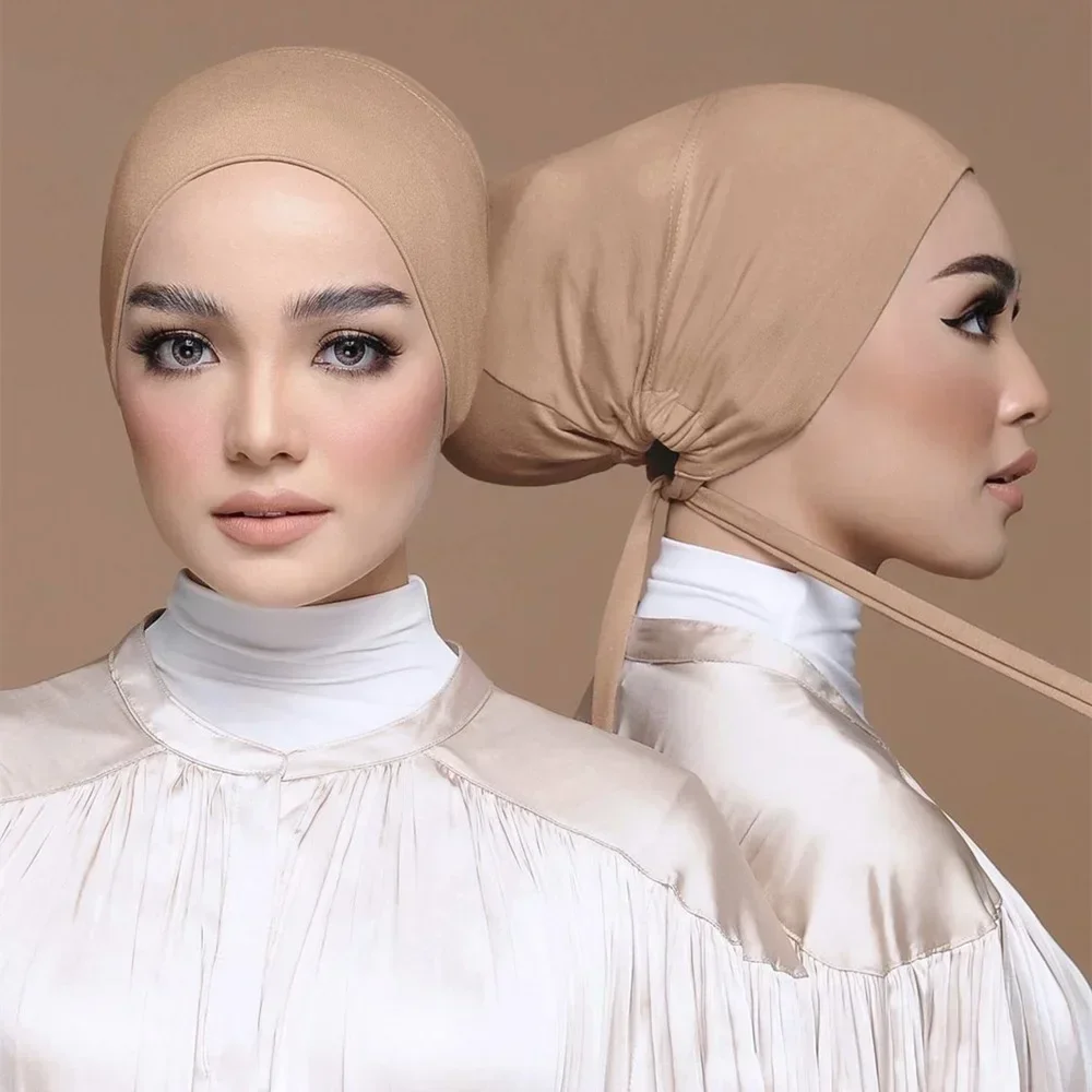 Jersey doux Modal musulman Turban chapeau intérieur Hijab casquettes islamique sous-écharpe Bonnet inde chapeau femme bandeau Turbante Mujer