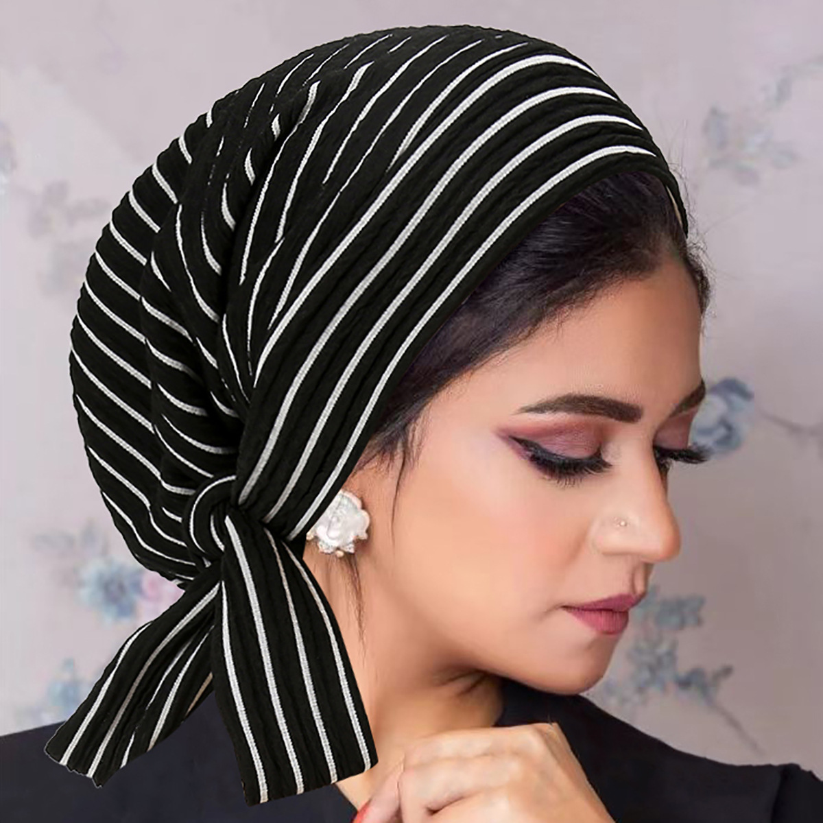 Chapeaux pour femmes 2026 : Nouveaux bonnets à motif ondulé, à rayures, avec longue queue et nœud, pour chimiothérapie, parfaits pour les tenues féminines