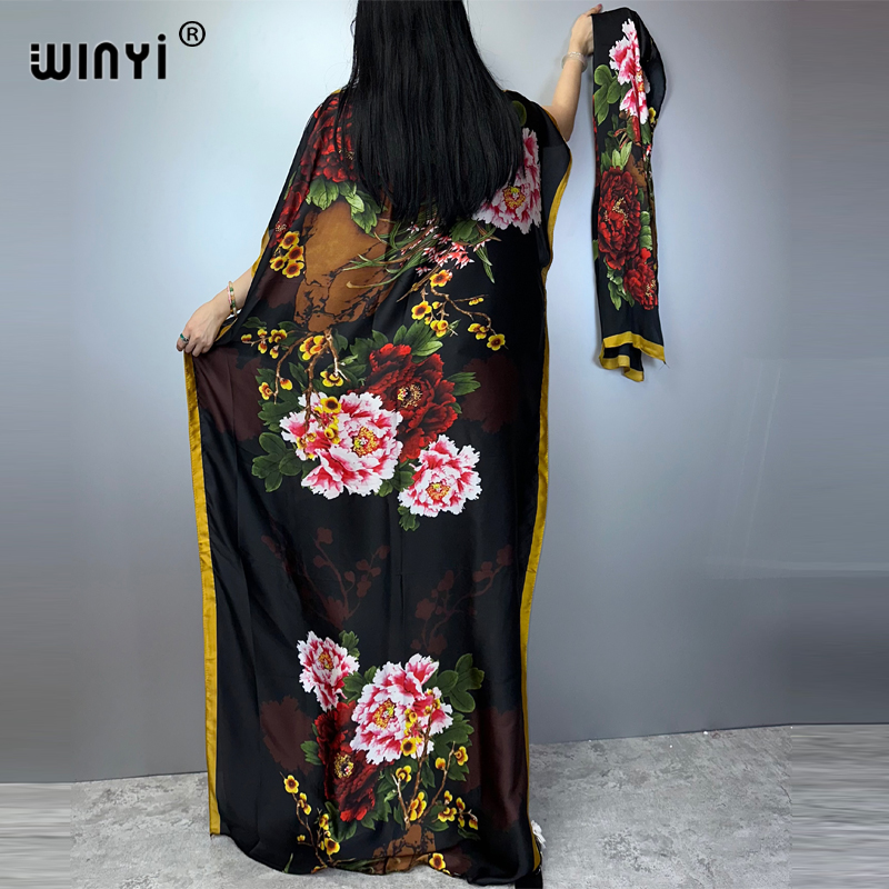 WINYI Robe traditionnelle africaine musulmane pour femme, Abaya Dubaï, Kaftan de luxe, Robe de soirée élégante, Robe longue maxi, Tenue de plage