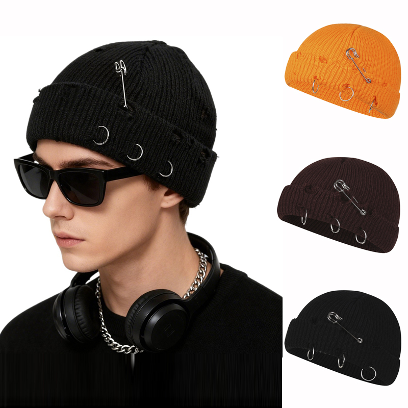 Skullies d'hiver chapeau pour femmes hommes Couple Y2K bonnets chapeaux mode gothique rue Punk tricoté Bonnet casquettes