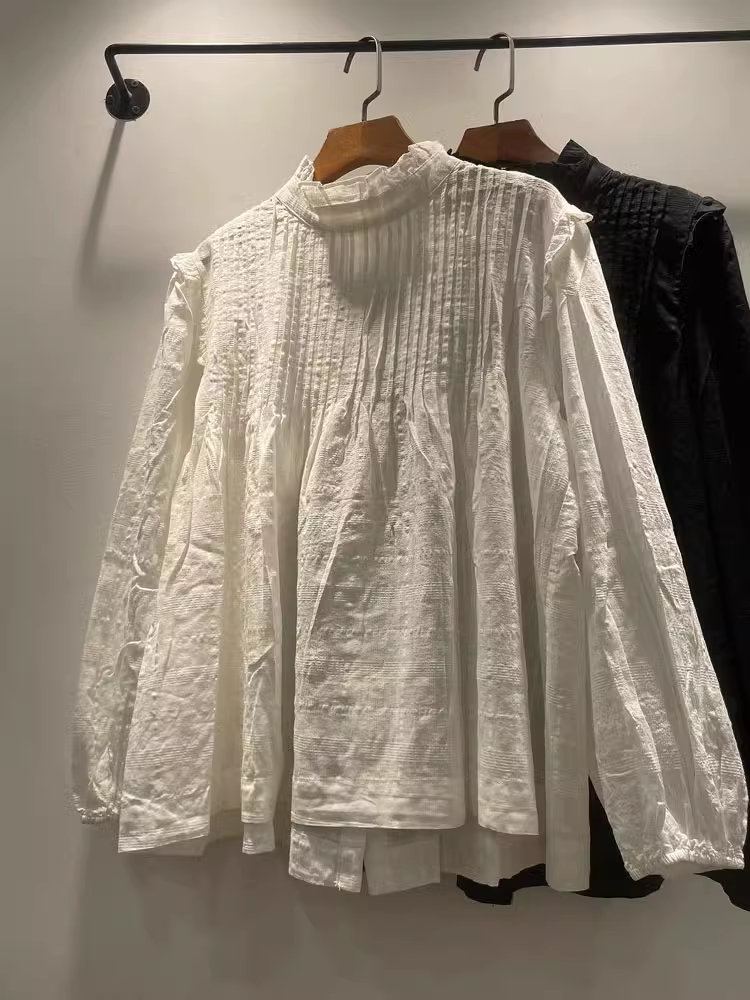 Chemisiers à manches longues pour femmes, chemises élégantes et chics, Stand UR, blanc, noir, médicaments pour dames, automne