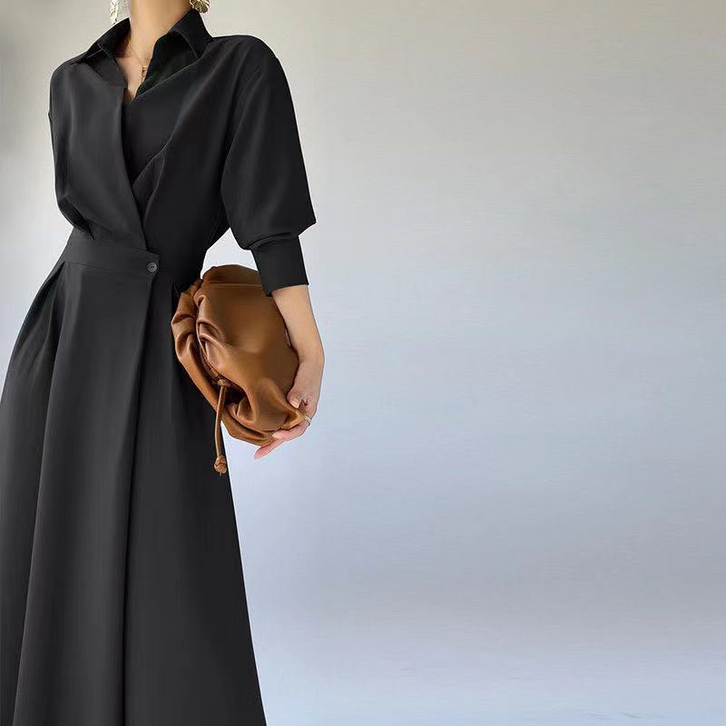 Robe longue fine et élégante pour femme, nouvelle collection été, style français haut de gamme, idéale pour le bureau, vêtements féminins