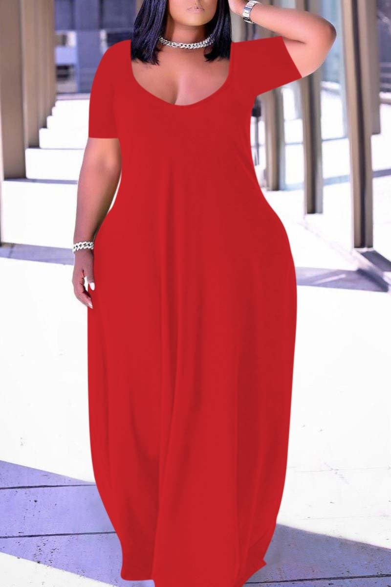 Grande taille femmes robe de base col rond manches courtes décontracté ample multicolore Simple robe longue pour les femmes été 2025 nouvelle mode