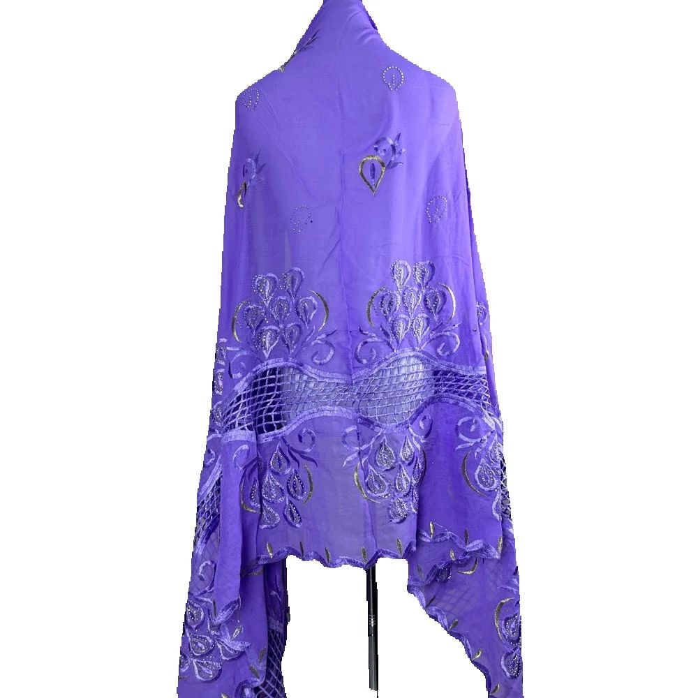 Foulard Turban Musulman Africain 2026 pour Femme, Taille 2x1m, Broderie Coton, Hijab Islamique, Châle Ramadan, Vente en Gros, Couleurs, Strass, Dentelle